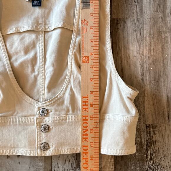 American Eagle Y2K Plunge Crop Vest Size Medium Button Closure Boho Festival - Picture 8 of 9